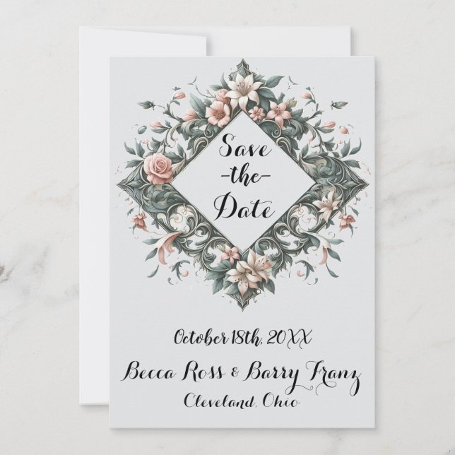 Earthy Floral Vine Save The Date (Front)