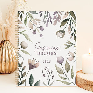 Earthy Floral Watercolor 2025 Custom Name Planner