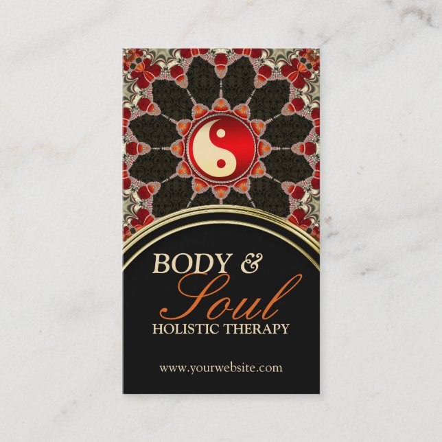 Earthy Flower New Age YinYang Business Card (Front)
