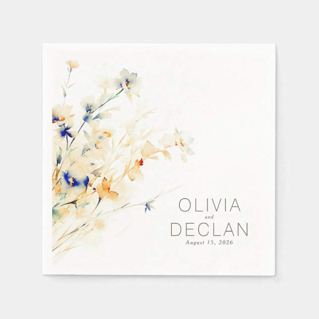 Earthy Flowers Fall Event Elegant Napkin (Front)