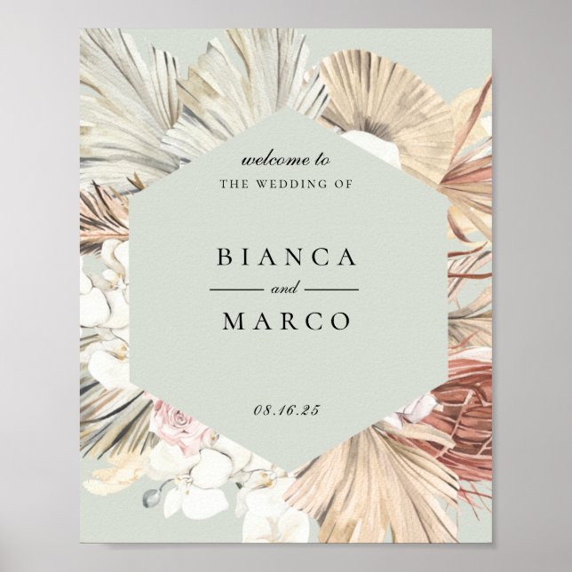 Earthy Foliage Frame Wedding Welcome Poster (Front)