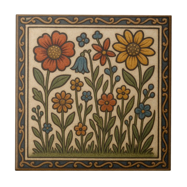 Earthy Garden Ceramic Tile (Front)