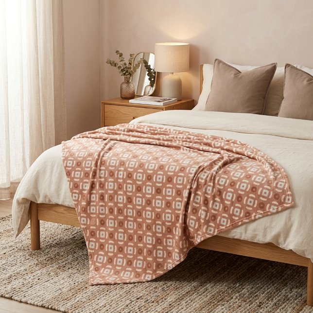 Earthy Geometric Abstract Pattern Design Fleece Blanket (Creator Uploaded)