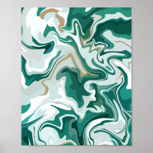 Earthy Green Abstract Swirl Poster