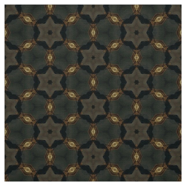 Earthy Green and Brown Tile Pattern Upholstery Fabric (Swatch)