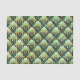 Earthy Green Art Deco Fan Pattern (3) Tissue Paper