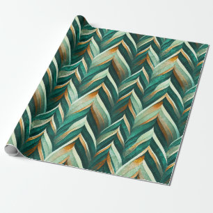 Earthy Green Art Deco Fan Pattern (4) Wrapping Paper