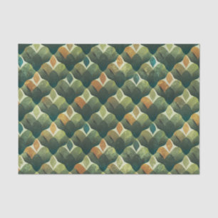 Earthy Green Art Deco Fan Pattern Tissue Paper