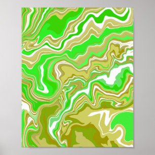 Earthy Green Fluid Abstract Art Poster