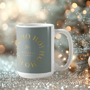 Earthy Green Gold Christmas Ho Ho Ho ID1009 Coffee Mug
