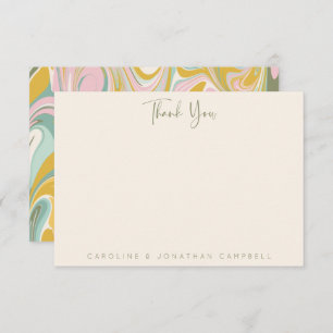 Earthy Green Pastel Abstract Marble Personalised   Thank You Card