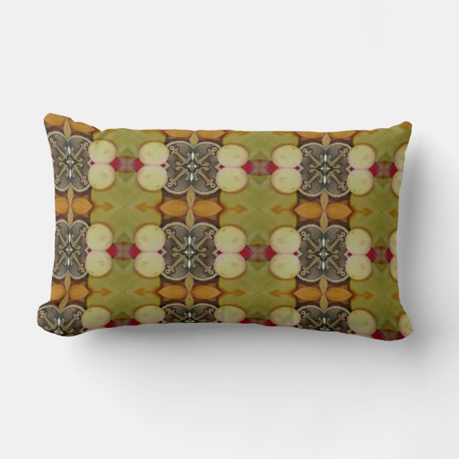 Earthy Green patterned pilow Lumbar Cushion (Front)