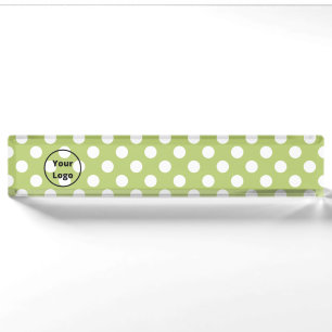 Earthy green with white dots pattern nameplate