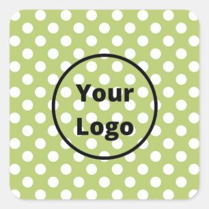 Earthy green with white dots pattern square sticker