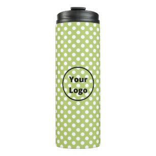Earthy green with white dots pattern thermal tumbler