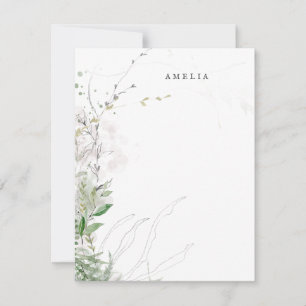 Earthy Greenery Watercolor Personalised Name Card