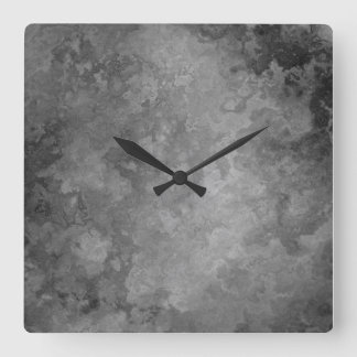 Earthy Grey Faux Stone Abstract Square Wall Clock