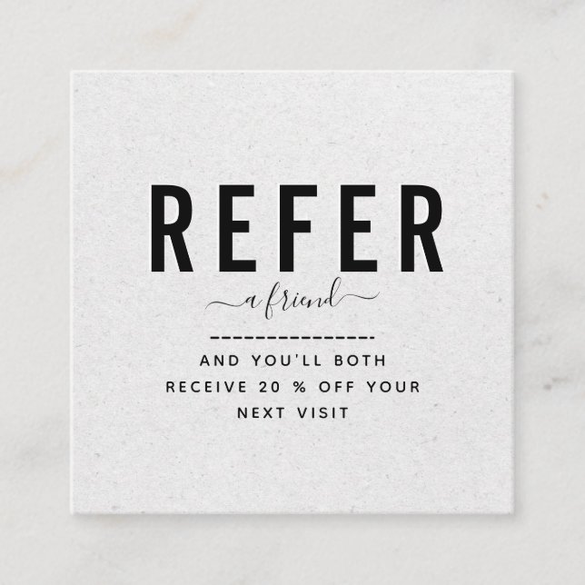 Earthy Grey Kraft Paper Modern Minimalist Add Logo Referral Card (Front)
