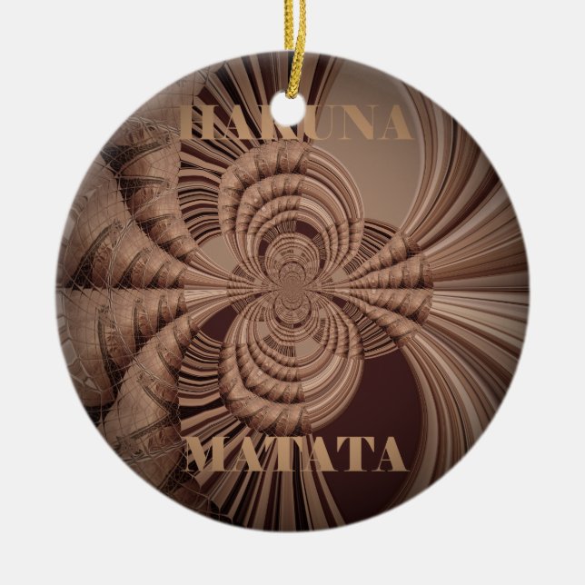 Earthy Hakuna Matata Art Print Ceramic Ornament (Front)