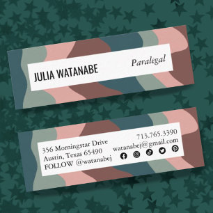 Earthy Handmade Wavy Stripes w Social Icons Mini Business Card