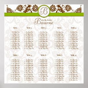 Earthy Hues Victorian Floral Damask Seating Chart