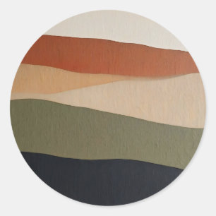 Earthy Layered Landscape Abstract Classic Round Sticker
