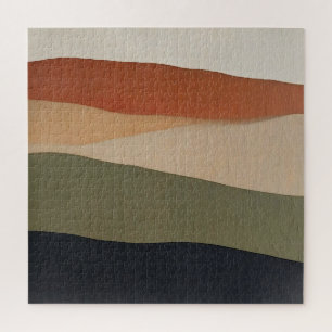 Earthy Layered Landscape Abstract Jigsaw Puzzle