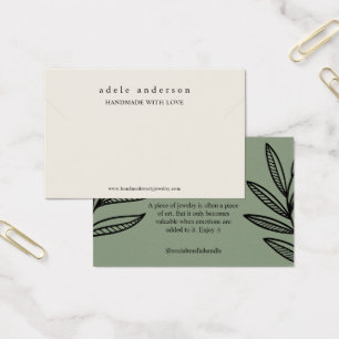 Earthy Leaf Jewellery Bracelet Display Card