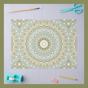 Earthy Mandala in Green, Gold, and Soft Blue Tissue Paper
