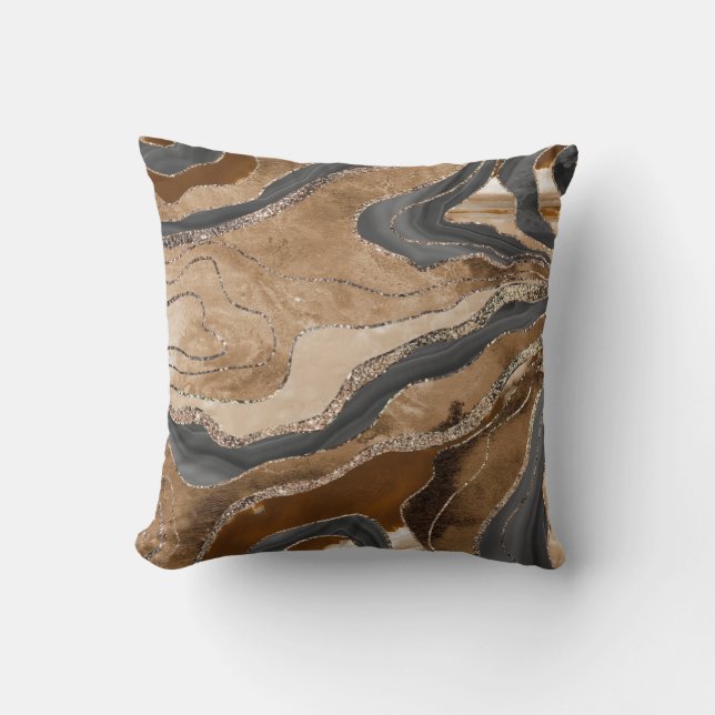Earthy Marble Agate Gold Glitter Glam #1  Cushion (Front)