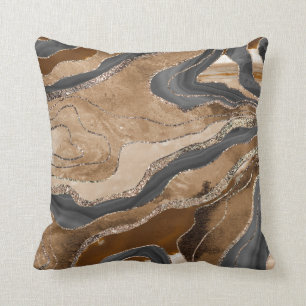 Earthy Marble Agate Gold Glitter Glam #1  Cushion