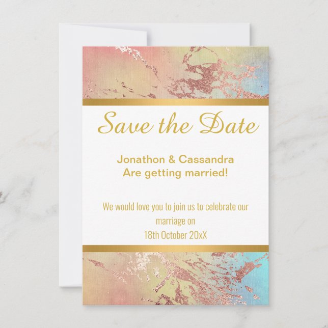 EARTHY MARBLE  GOLD SAVE THE DATE (Front)