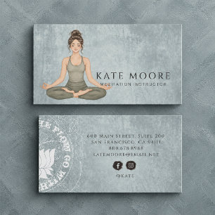 Earthy Meditation Instructor Sage Green Business Card