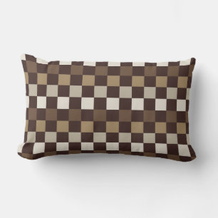 Earthy minerals chequerboard pattern lumbar cushion