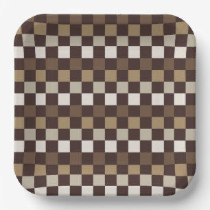 Earthy minerals chequerboard pattern paper plate