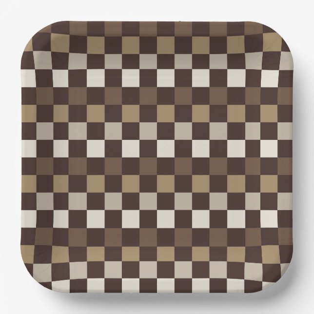 Earthy minerals chequerboard pattern paper plate (Front)
