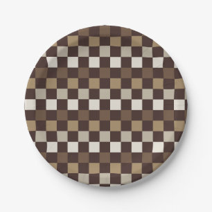 Earthy minerals chequerboard pattern paper plate