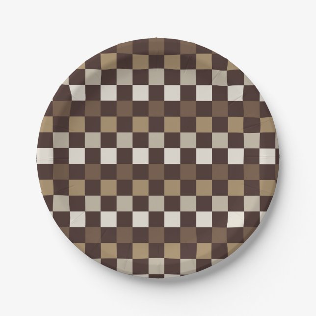 Earthy minerals chequerboard pattern paper plate (Front)