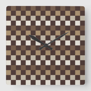 Earthy minerals chequerboard pattern square wall clock