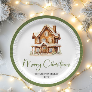 Earthy Minimal Christmas Custom Family Dinner  Paper Plate