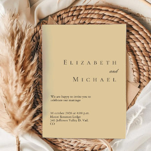 Earthy Minimalist Pale Beige Wedding QR Code Invitation
