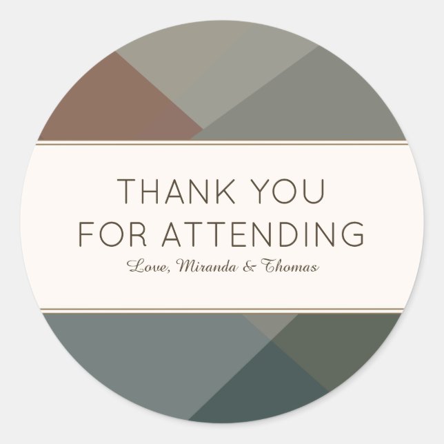 Earthy, Modern Abstract Thank You Classic Round Sticker (Front)