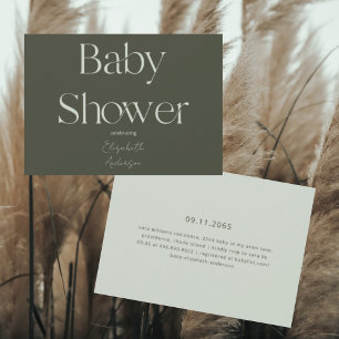 Earthy Modern Deep Green Baby Shower  Invitation