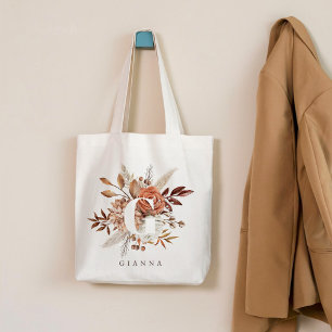 Earthy Monogram Bridal Party Tote Bag