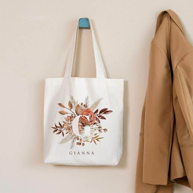 Earthy Monogram Bridal Party Tote Bag (Creator Uploaded)