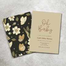 Earthy Moody Girls Baby Shower Invitation