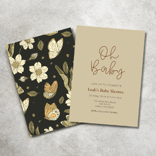 Earthy Moody Girls Baby Shower Invitation