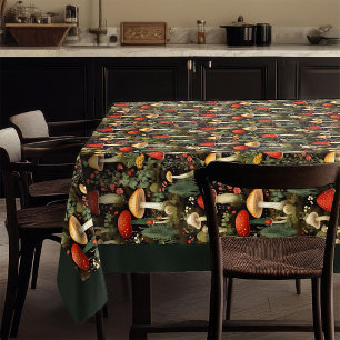 Earthy Mushroom Tablecloth Vintage Woodland Feel