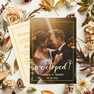 Earthy Mustard We Eloped Wedding Announcement Card