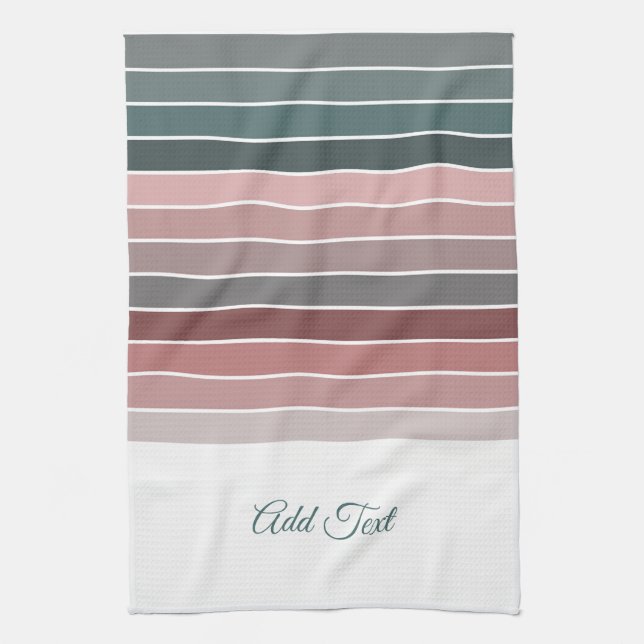 Earthy Muted Trendy Colour Stripes Tea Towel (Vertical)